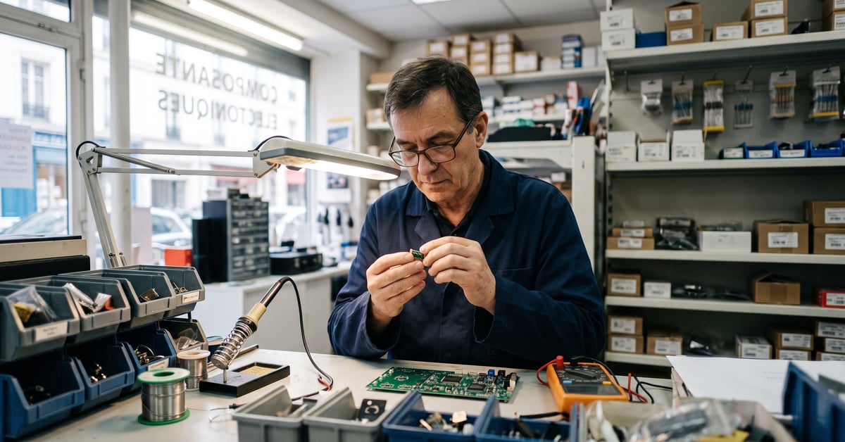 Composants électroniques disponibles à Paris – résistances, condensateurs et circuits intégrés