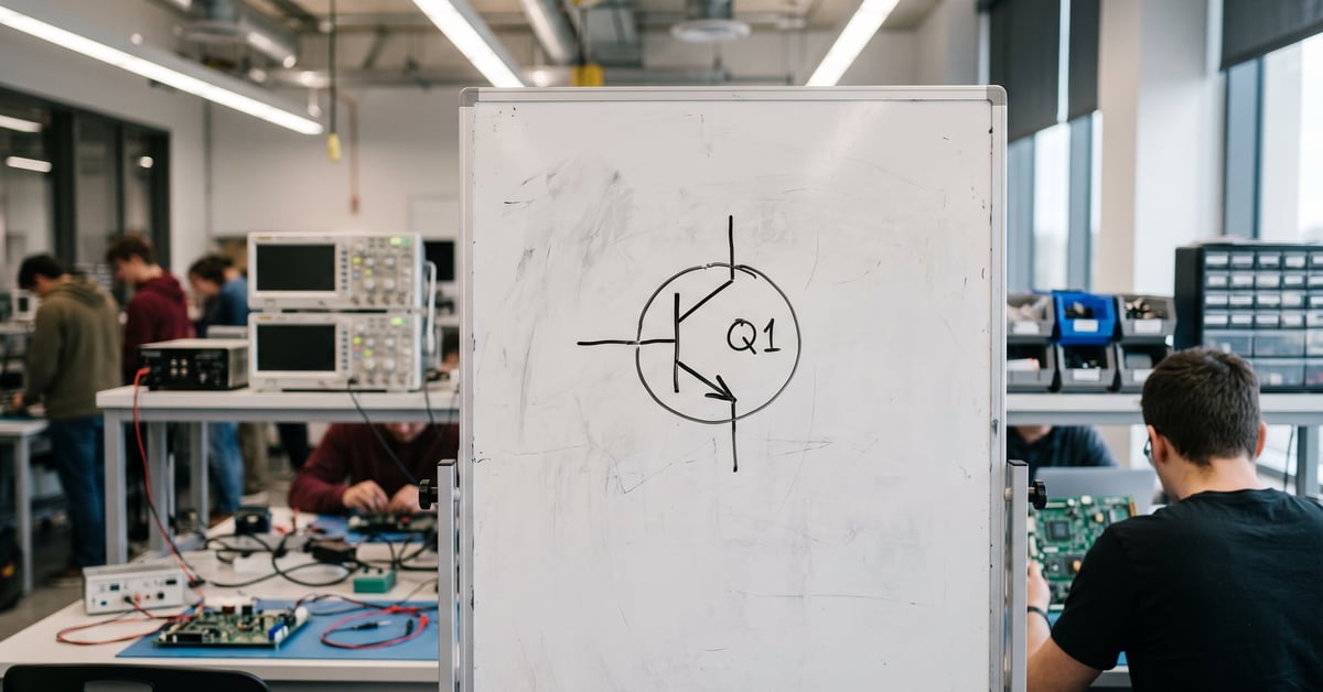 Symboles de composants électroniques sur un schéma de circuit imprimé