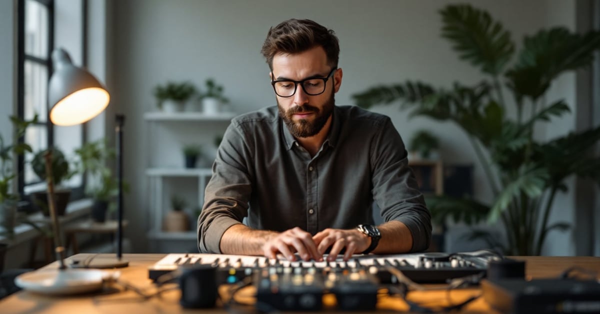 Composants électroniques lyonnais : résistances, circuits et modules disposés sur un établi professionnel