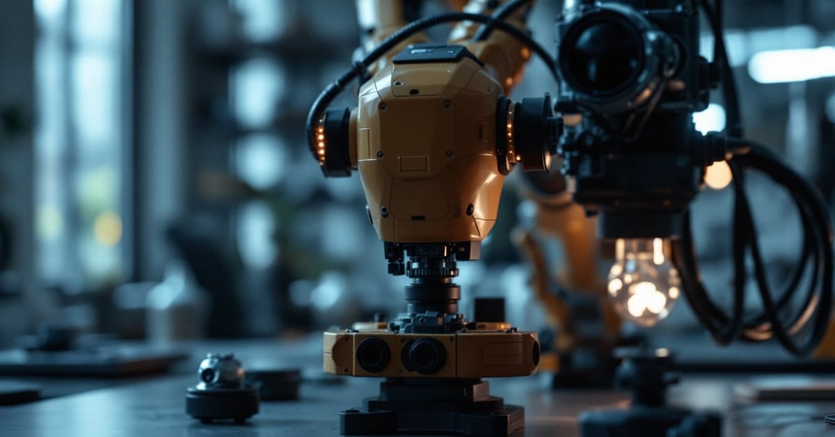 Intégrateur robot industriel supervisant l'installation d'un bras robotisé en usine