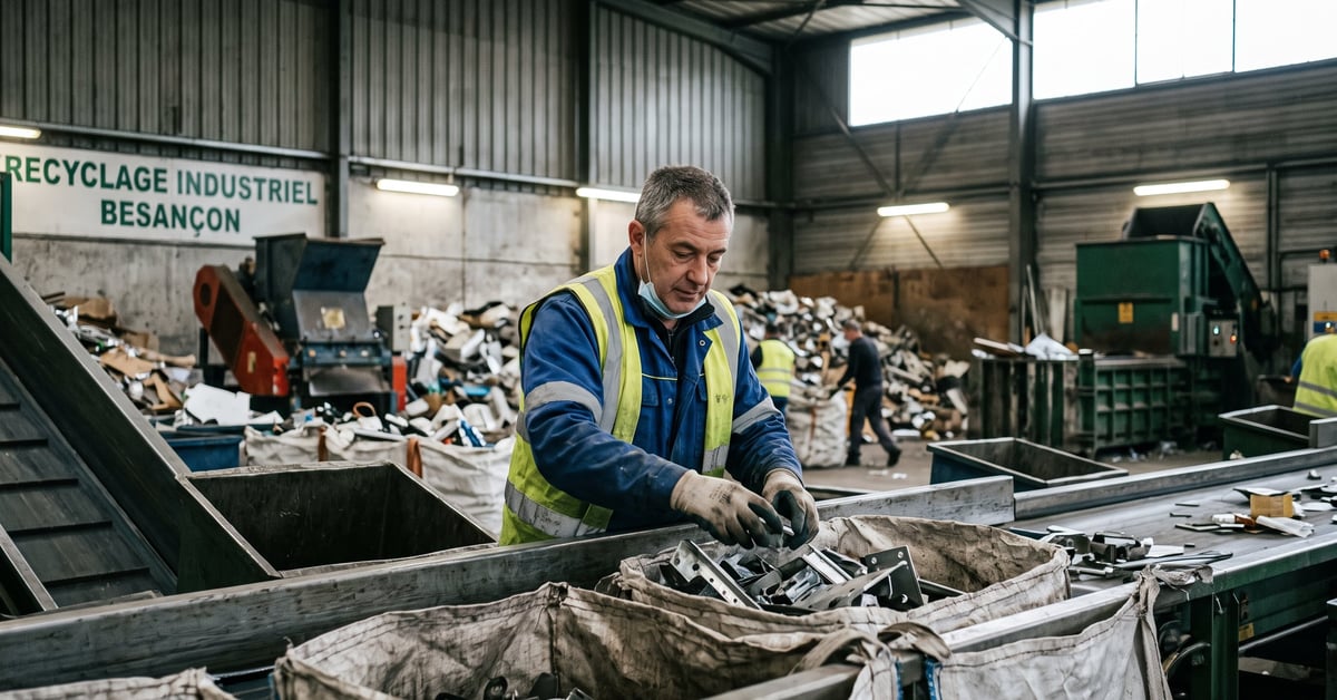 Recyclage industriel à Besançon : tri et traitement de matériaux dans une usine locale