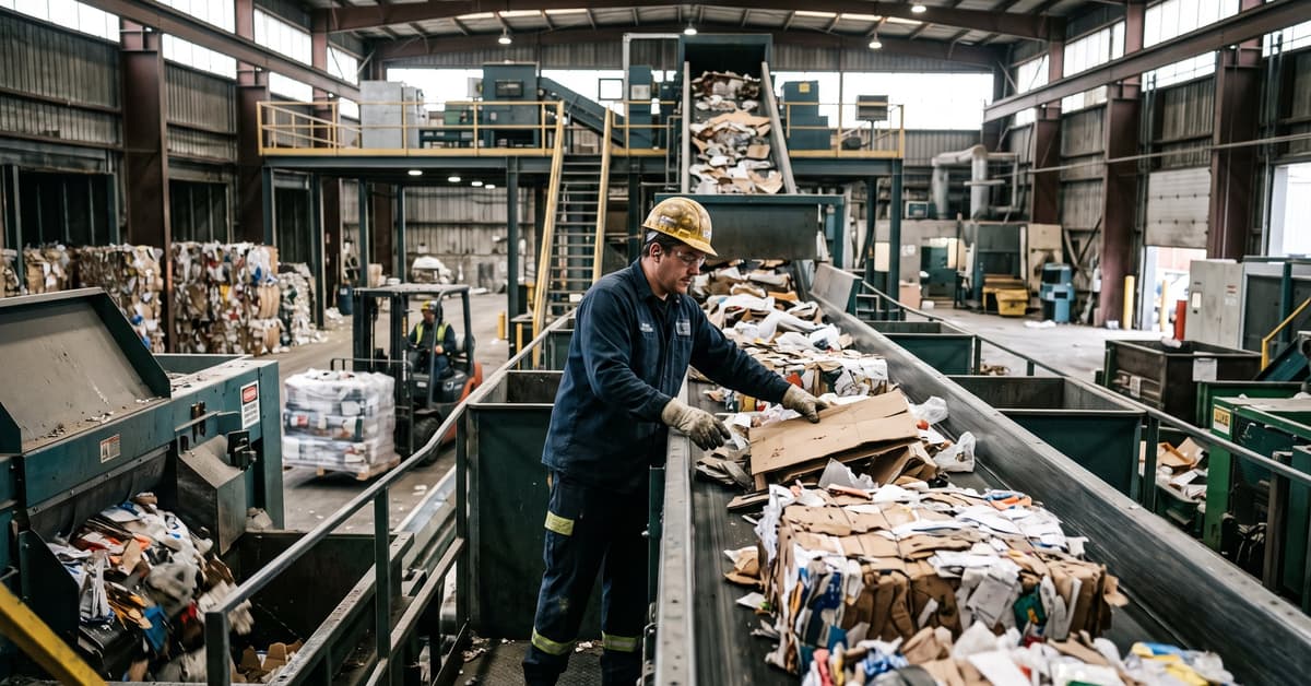 Recyclage industriel : tri et traitement de matériaux en usine